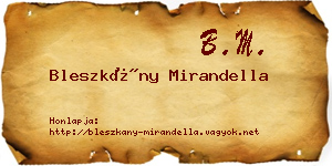Bleszkány Mirandella névjegykártya